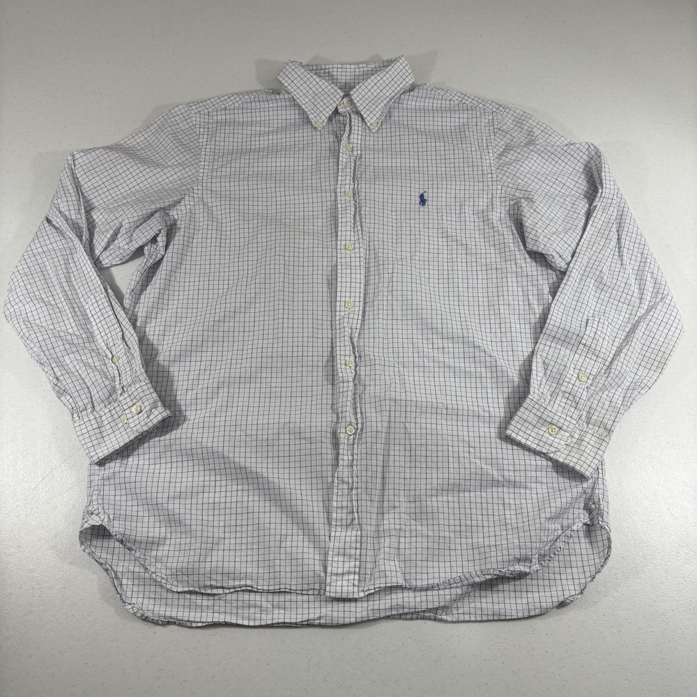 FLAWS! Ralph Lauren Lightweight Windowpane Plaid Dress Shirt Men's 16 1/2 34-35